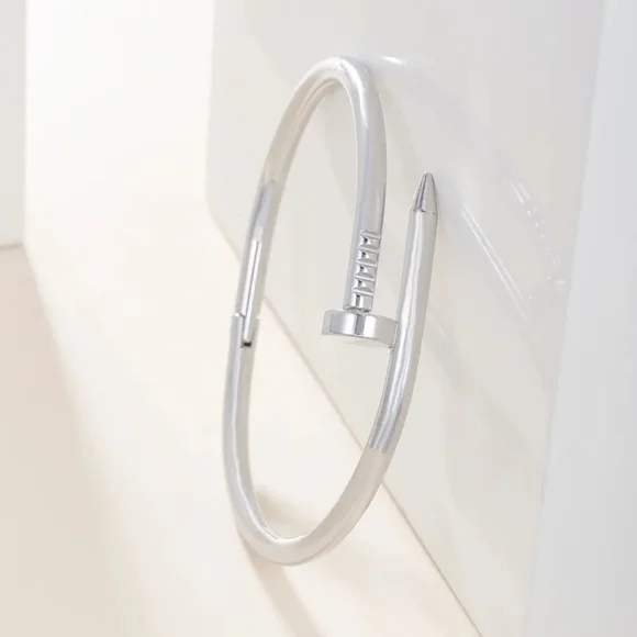 3 Color Gold Silver Rose Classic Brand Nail Open Bracelet Bangle - Picture 3 of 6